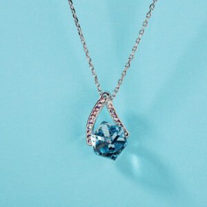 square crystal necklace for women with geometric pendant