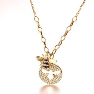 little bee necklace fashionable gold choker