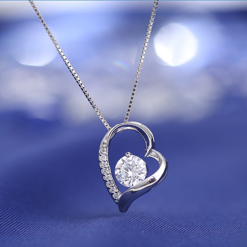 loving heart crystal necklace with hollow heart shaped pendant for girlfriend clavicle chain loving heart crystal necklace with hollow heart shaped pendant for girlfriend clavicle chain