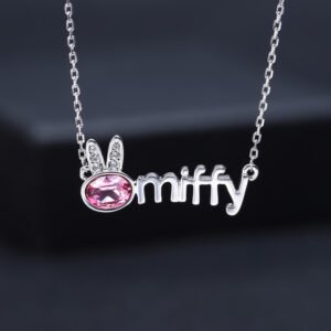 rabbit crystal necklace for women, sweet and cute, non fading alloy letter collarbone chain