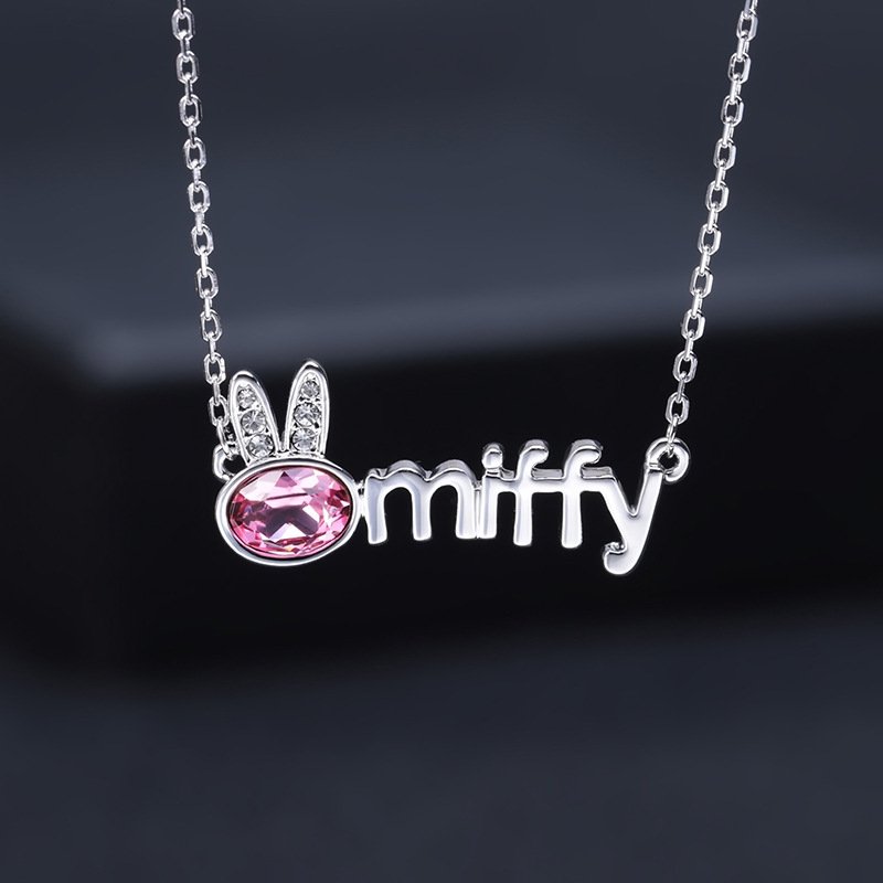 rabbit crystal necklace for women, sweet and cute, non fading alloy letter collarbone chain rabbit crystal necklace for women, sweet and cute, non fading alloy letter collarbone chain