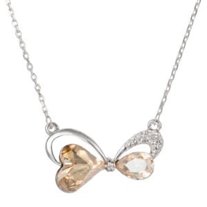 micro inlaid bow crystal necklace for women