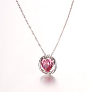 heart shaped crystal necklace for women, austrian crystal pendant, micro set circular heart collarbone chain
