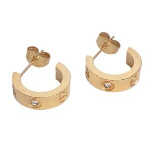very fine c type earrings do not fade 18k gold bag simple and versatile street temperament french earrings