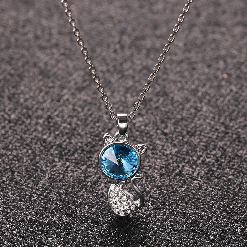 cat tail crystal necklace with micro pavé diamonds fashionable trendy animal pendant choker cat tail crystal necklace with micro pavé diamonds fashionable trendy animal pendant choker