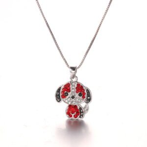 Small Dog Pendant Necklace for Women, Micro-Paved Full Diamond, Fashionable and Cute, European and American Style Mesh Chain