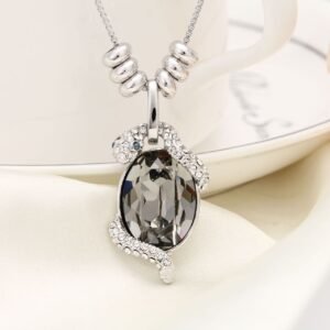 transparent black panther snake crystal pendant necklace alloy collarbone chain