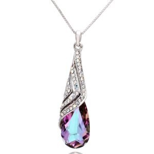 purple crystal pendant necklace for women, trendy collarbone chain, simple and unique accessory