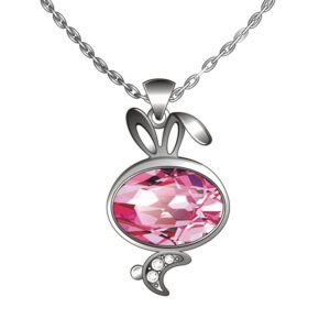 cute bunny necklace for women with animal pendant and crystal