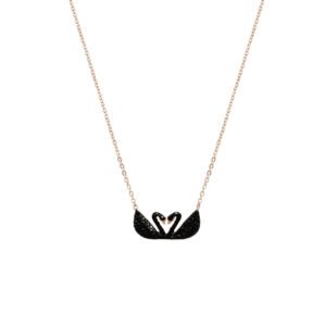 double swan pendant necklace in rose gold, non fading short collarbone chain