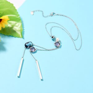 multicoloured cube crystal necklace for women with crystal pendant
