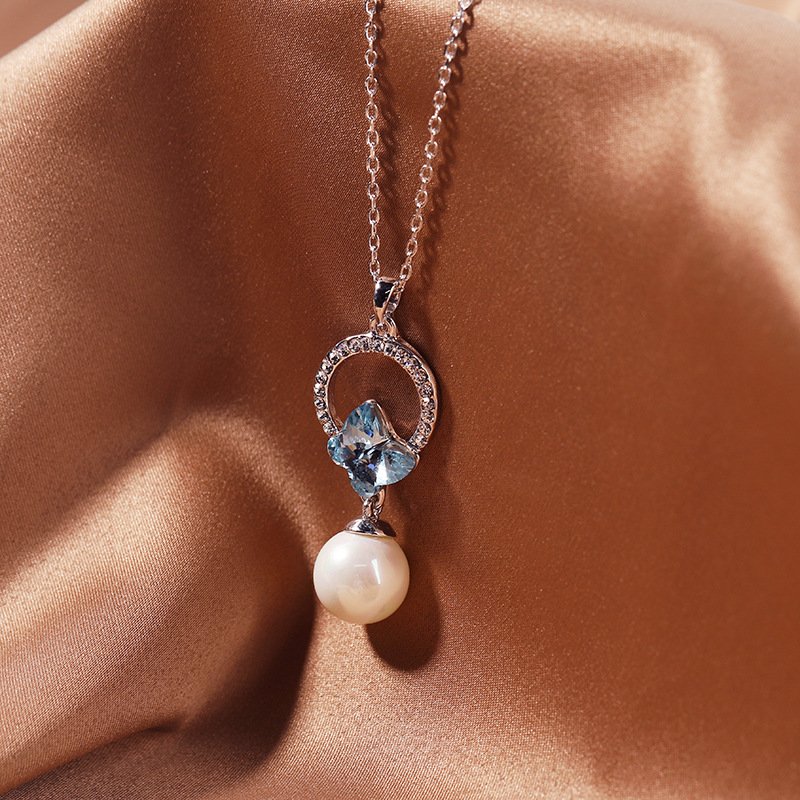 crystal butterfly necklace for women, colourfast, pearl pendant necklace crystal butterfly necklace for women, colourfast, pearl pendant necklace