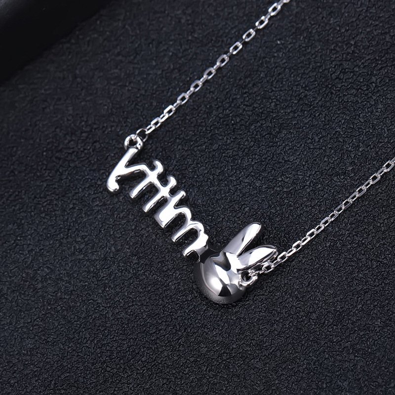rabbit crystal necklace for women, sweet and cute, non fading alloy letter collarbone chain rabbit crystal necklace for women, sweet and cute, non fading alloy letter collarbone chain