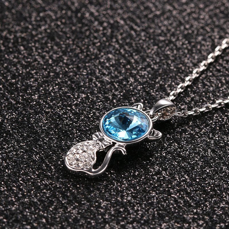 cat tail crystal necklace with micro pavé diamonds fashionable trendy animal pendant choker cat tail crystal necklace with micro pavé diamonds fashionable trendy animal pendant choker