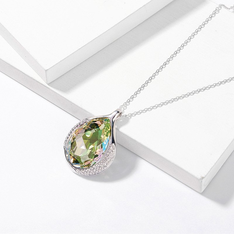 crystal pendant necklace featuring austrian crystals with a stylish and delicate micro paved diamond pendant crystal pendant necklace featuring austrian crystals with a stylish and delicate micro paved diamond pendant