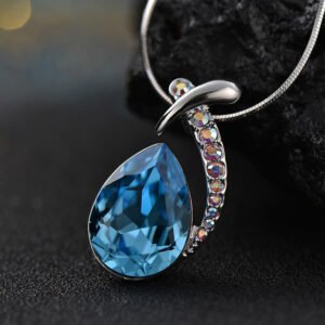 the diamond studded crystal pendant necklace features an austrian crystal mermaid fish necklace