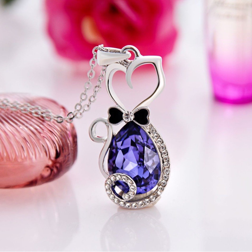 kitten crystal necklace pendant popular cartoon animal alloy choker kitten crystal necklace pendant popular cartoon animal alloy choker