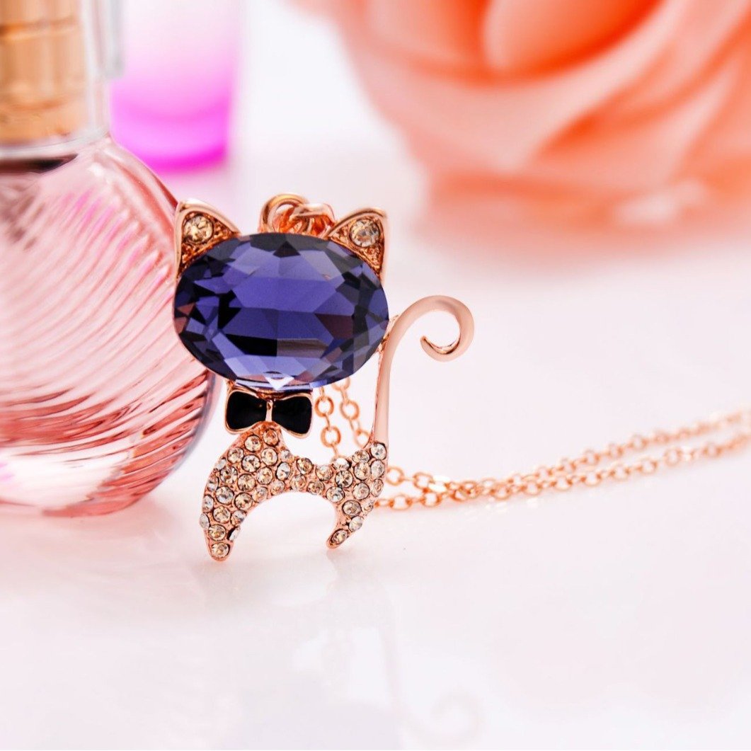 cat crystal necklace for women fashionable cat pendant choker cat crystal necklace for women fashionable cat pendant choker