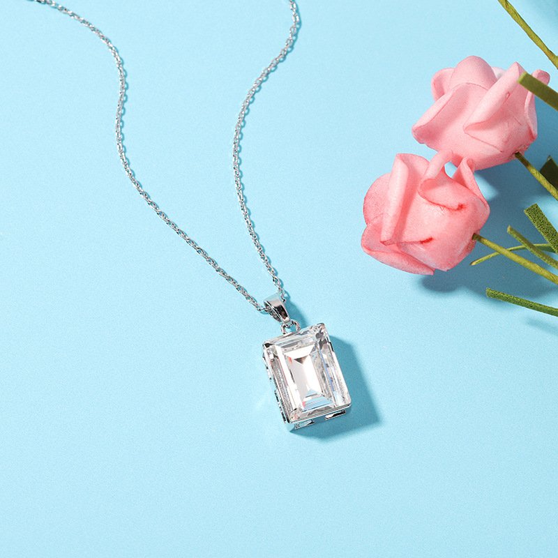 square crystal pendant necklace with austrian crystal collarbone chain square crystal pendant necklace with austrian crystal collarbone chain