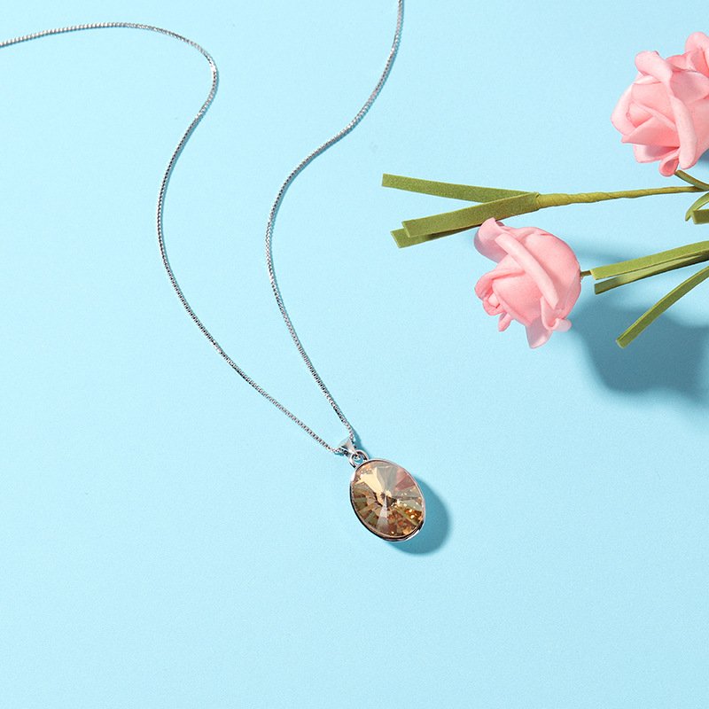 oval crystal necklace non fading crystal pendant clavicle chain oval crystal necklace non fading crystal pendant clavicle chain