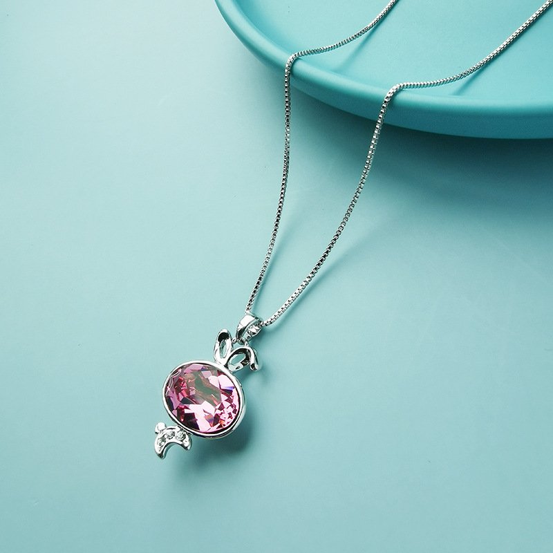 cute bunny necklace for women with animal pendant and crystal cute bunny necklace for women with animal pendant and crystal