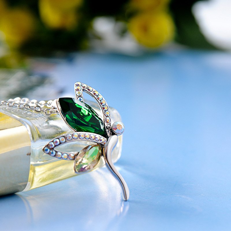 dragonfly crystal necklace with micro pavé pendant dragonfly crystal necklace with micro pavé pendant