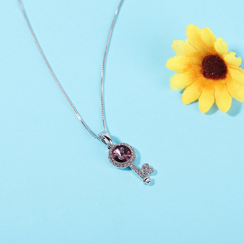full diamond key necklace for women, crystal pendant necklace, collarbone chain full diamond key necklace for women, crystal pendant necklace, collarbone chain