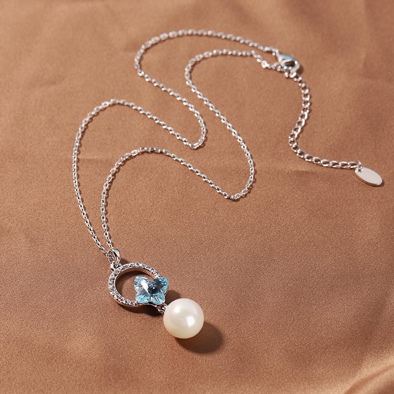 crystal butterfly necklace for women, colourfast, pearl pendant necklace crystal butterfly necklace for women, colourfast, pearl pendant necklace