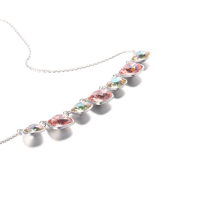 multicoloured block crystal necklace for women fashionable popular clavicle necklace multicoloured block crystal necklace for women fashionable popular clavicle necklace