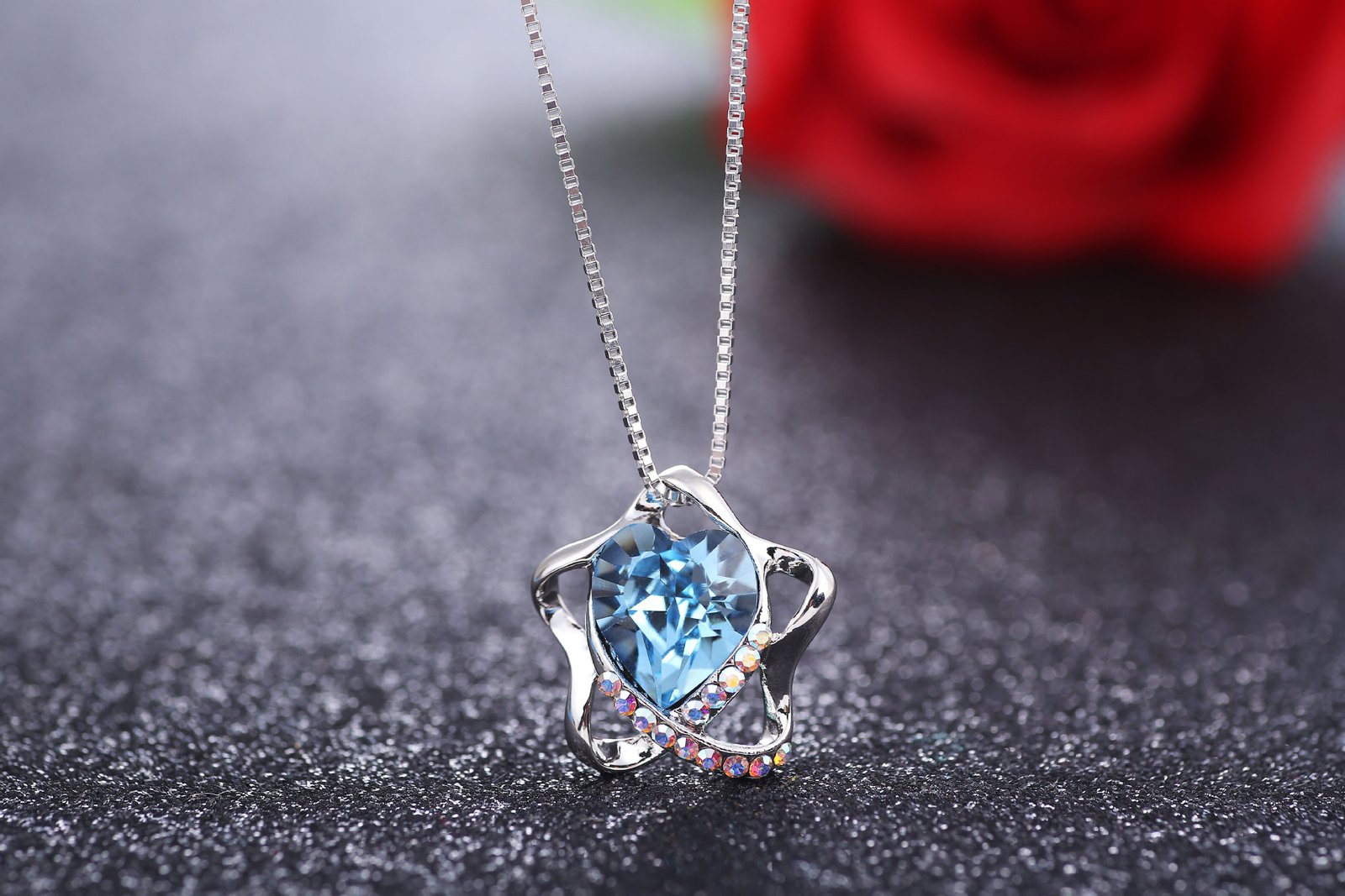 pentagram and heart crystal necklace for women, colour retaining fashion pendant choker pentagram and heart crystal necklace for women, colour retaining fashion pendant choker