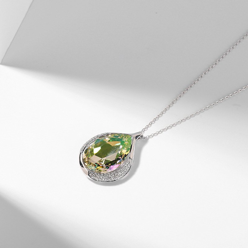 crystal pendant necklace featuring austrian crystals with a stylish and delicate micro paved diamond pendant crystal pendant necklace featuring austrian crystals with a stylish and delicate micro paved diamond pendant