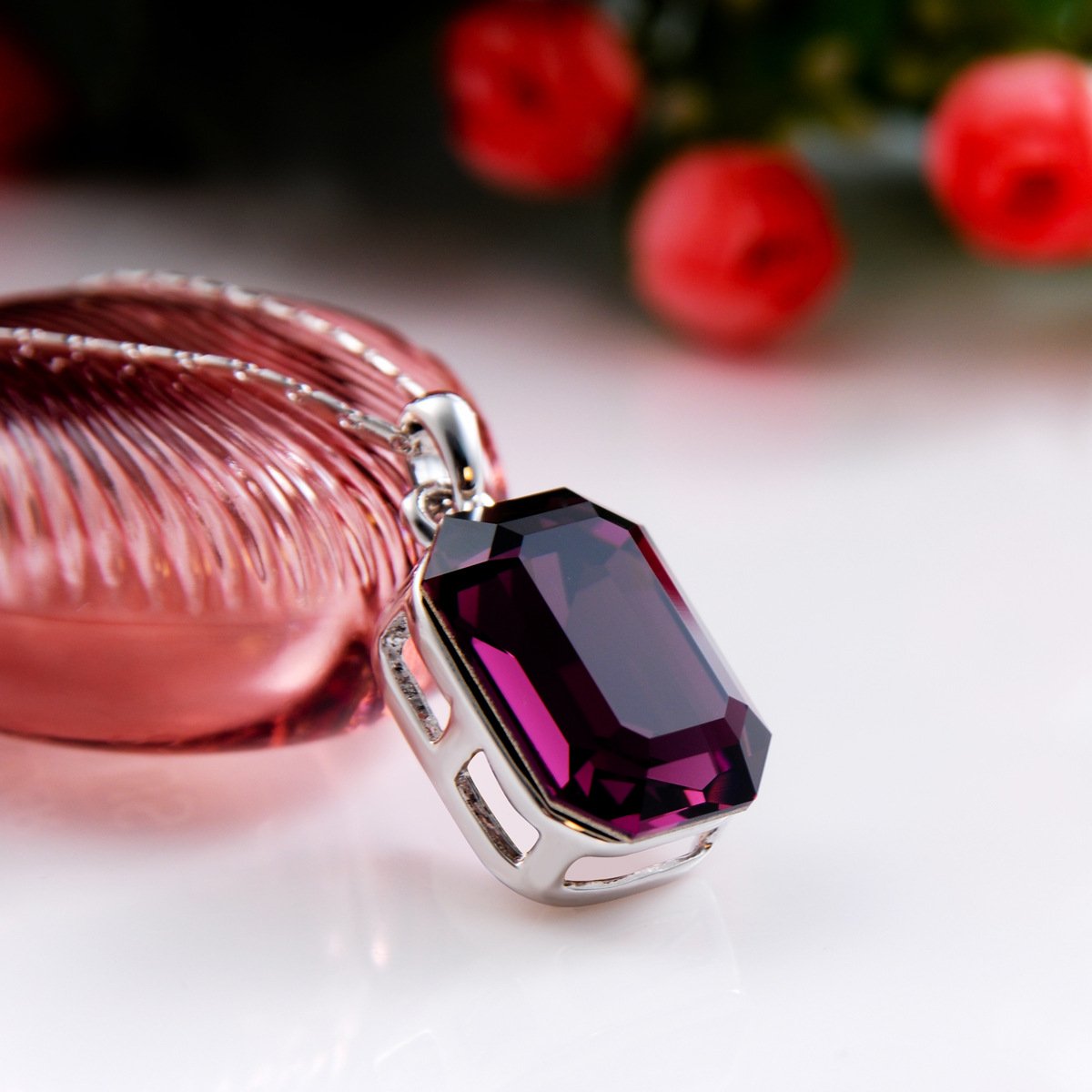 geometric square crystal necklace for women, crystal pendant necklace geometric square crystal necklace for women, crystal pendant necklace