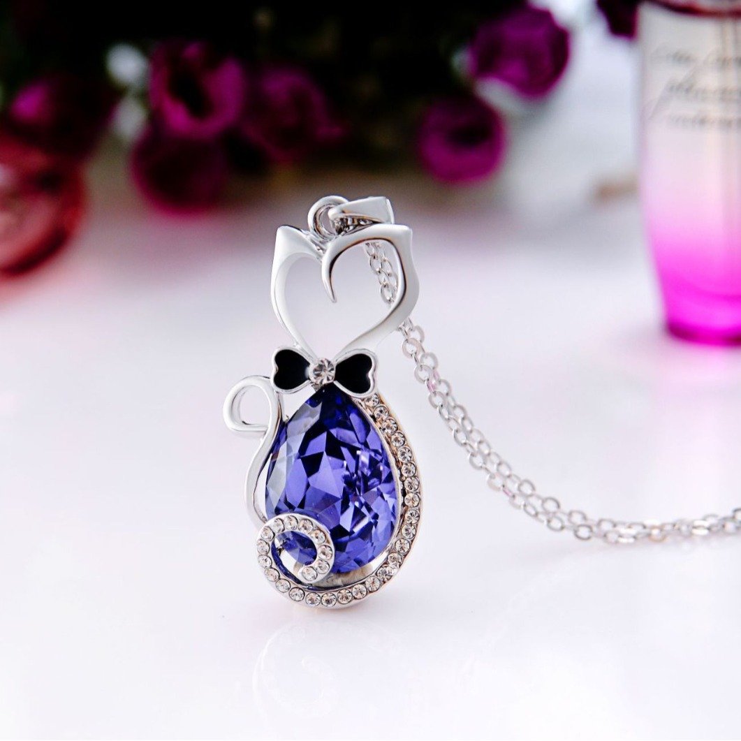 kitten crystal necklace pendant popular cartoon animal alloy choker kitten crystal necklace pendant popular cartoon animal alloy choker