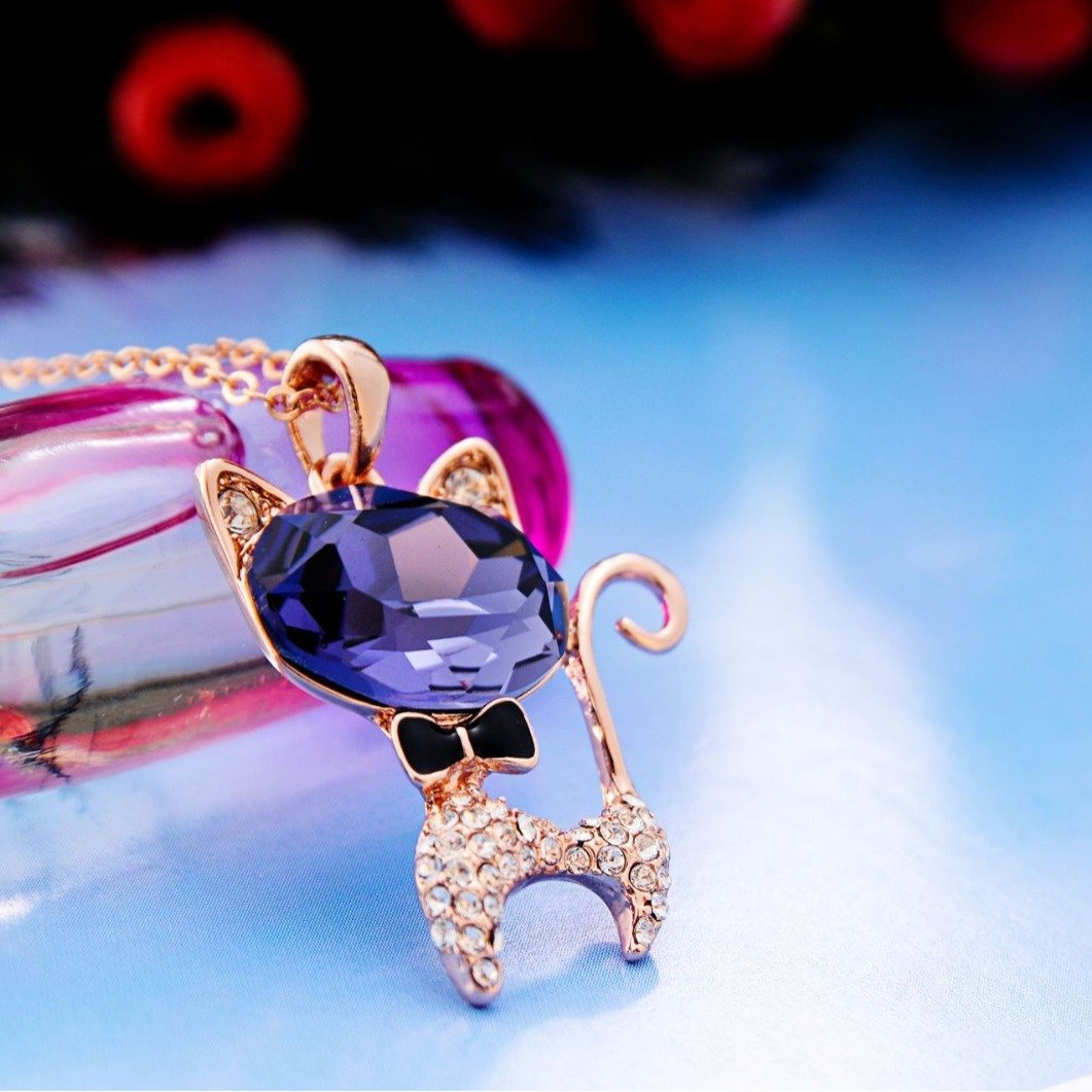 cat crystal necklace for women fashionable cat pendant choker cat crystal necklace for women fashionable cat pendant choker