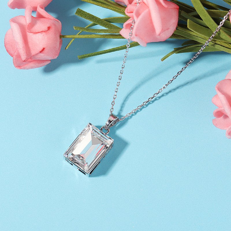square crystal pendant necklace with austrian crystal collarbone chain square crystal pendant necklace with austrian crystal collarbone chain