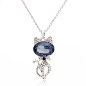cat crystal necklace, fashionable and versatile, austrian crystal pendant choker