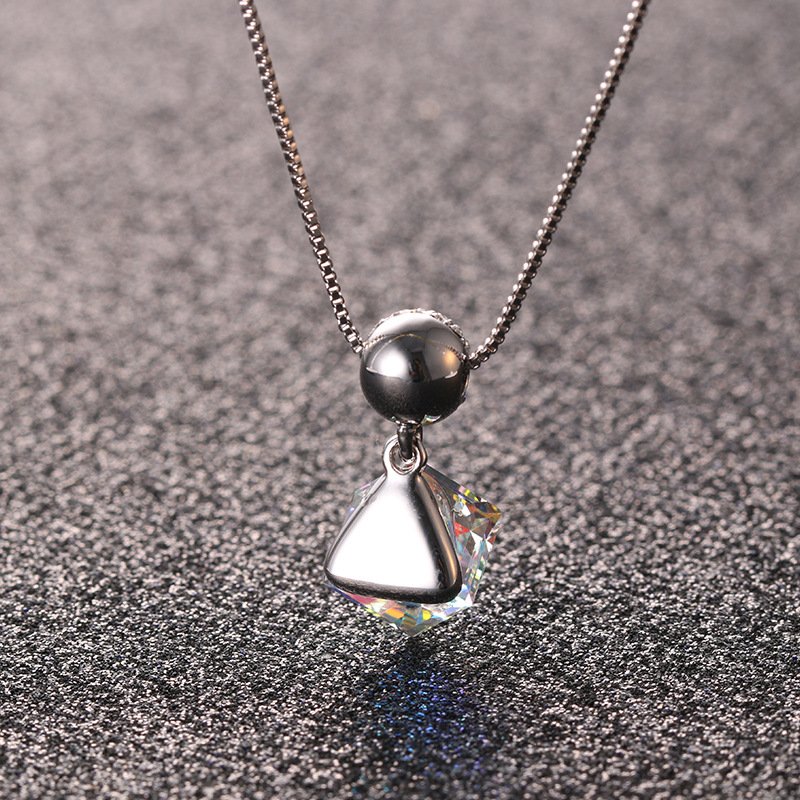 multicoloured white square crystal necklace for women with aurora candy pendant collarbone chain multicoloured white square crystal necklace for women with aurora candy pendant collarbone chain