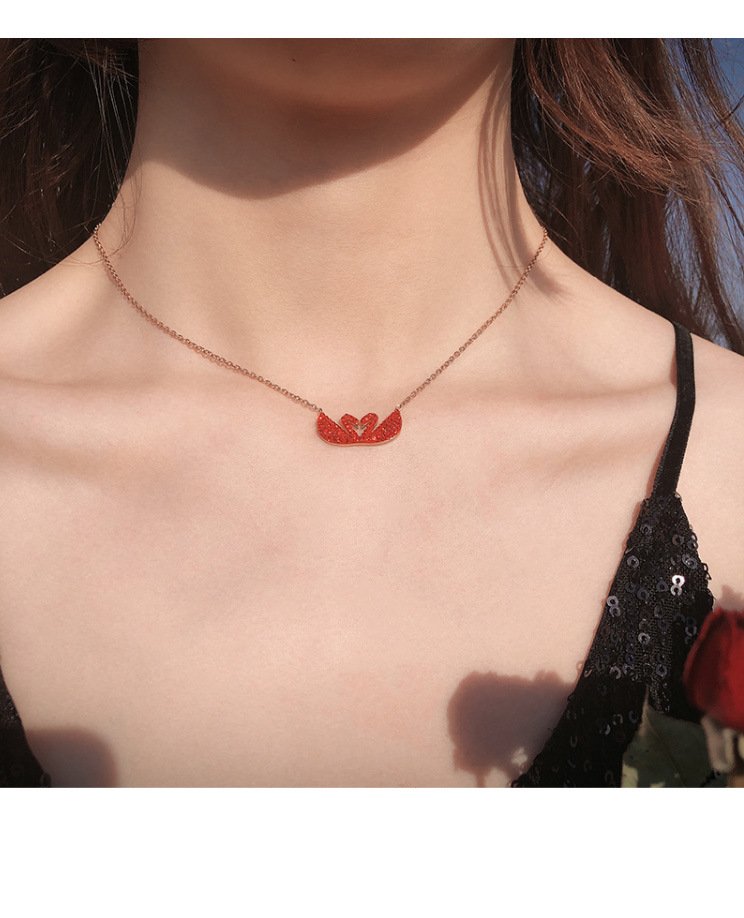 double swan pendant necklace in rose gold, non fading short collarbone chain double swan pendant necklace in rose gold, non fading short collarbone chain