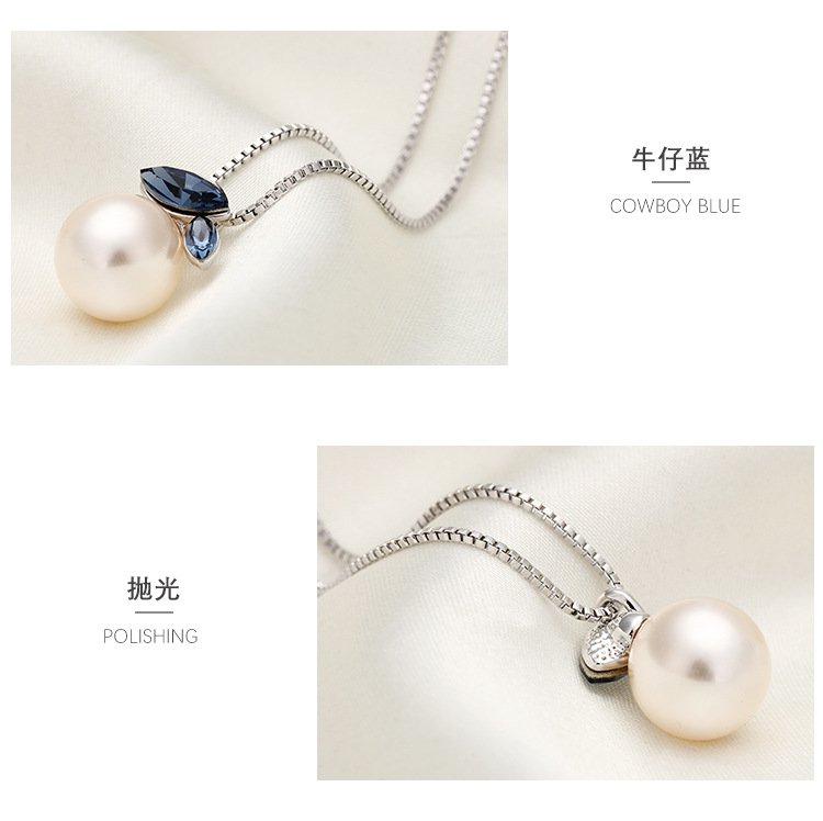 women's pearl pendant necklace with perfectly round high lustre pearls, collarbone chain women's pearl pendant necklace with perfectly round high lustre pearls, collarbone chain