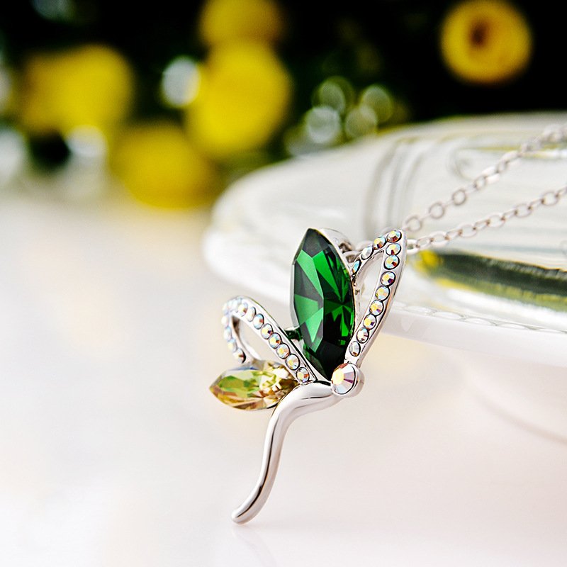 dragonfly crystal necklace with micro pavé pendant dragonfly crystal necklace with micro pavé pendant