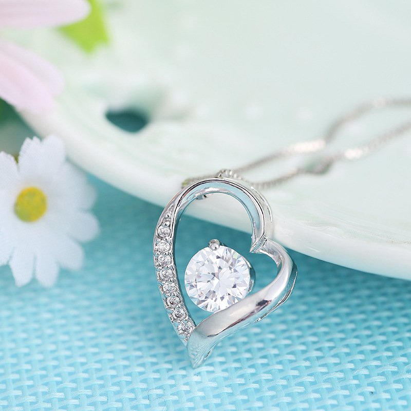 loving heart crystal necklace with hollow heart shaped pendant for girlfriend clavicle chain loving heart crystal necklace with hollow heart shaped pendant for girlfriend clavicle chain