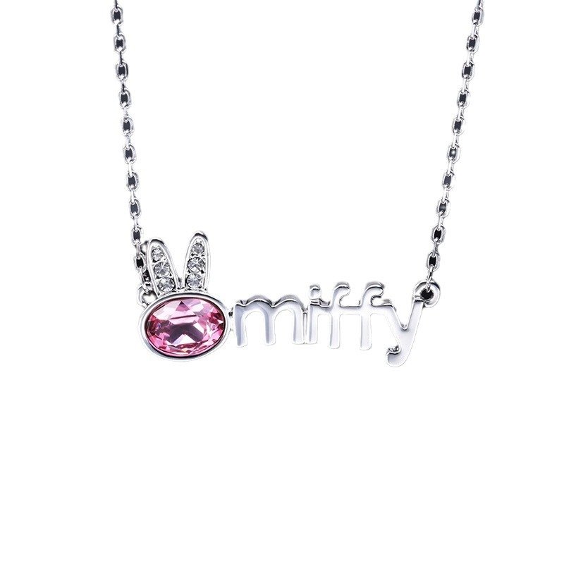 rabbit crystal necklace for women, sweet and cute, non fading alloy letter collarbone chain rabbit crystal necklace for women, sweet and cute, non fading alloy letter collarbone chain