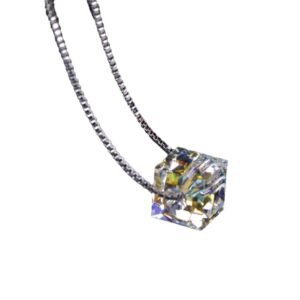 aurora sugar cube necklace simple and delicate crystal pendant women's accessory short necklace collarbone chain