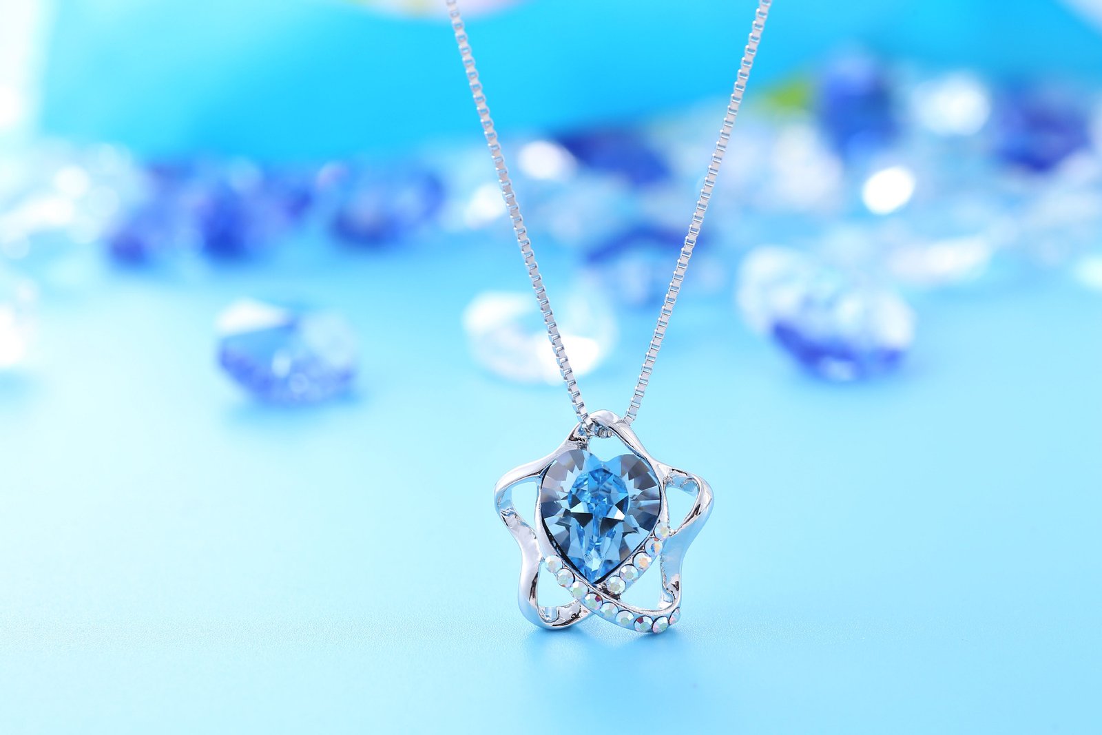 pentagram and heart crystal necklace for women, colour retaining fashion pendant choker pentagram and heart crystal necklace for women, colour retaining fashion pendant choker