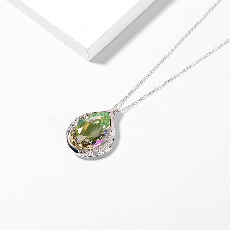 crystal pendant necklace featuring austrian crystals with a stylish and delicate micro paved diamond pendant crystal pendant necklace featuring austrian crystals with a stylish and delicate micro paved diamond pendant