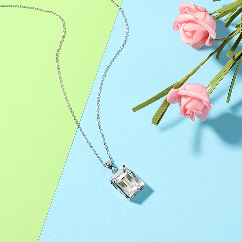 square crystal pendant necklace with austrian crystal collarbone chain square crystal pendant necklace with austrian crystal collarbone chain