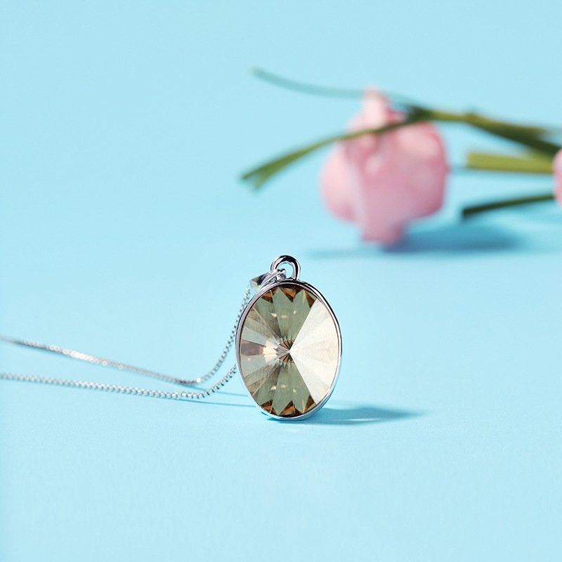 oval crystal necklace non fading crystal pendant clavicle chain oval crystal necklace non fading crystal pendant clavicle chain