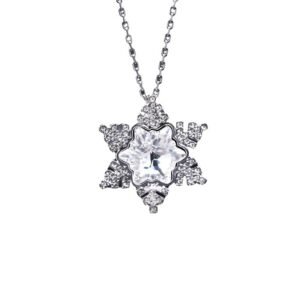 snowflake crystal pendant necklace for women, fully studded snowflake necklace