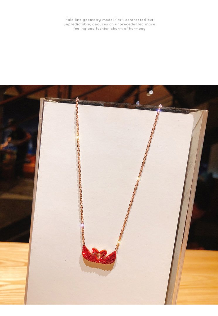 double swan pendant necklace in rose gold, non fading short collarbone chain double swan pendant necklace in rose gold, non fading short collarbone chain