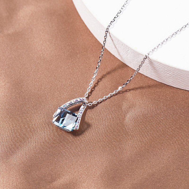 square crystal necklace for women with geometric pendant square crystal necklace for women with geometric pendant